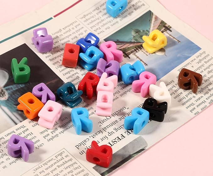 40 PCS Letter Beads 3D Acrylic 21mm x 14mm R Loose for Jewelry Making Bracelet Necklaces Keychain Phone Bag Chain Key Chains(Mixed Color R)
