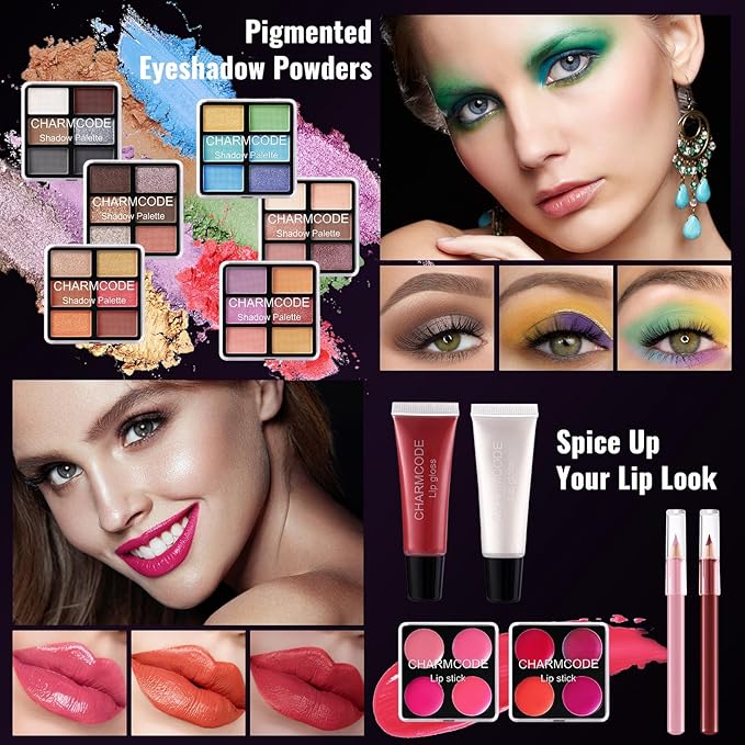 Makeup Kit for Teen Girls & Women Full Kit, Beauty Train Case with Starter Cosmetics Set, Make Up Valentine's Gift Box with Eyeshadow,Lipgloss,Highlight,Blush,Lip&Eye Pen,Brush & More(GoldenBrown)