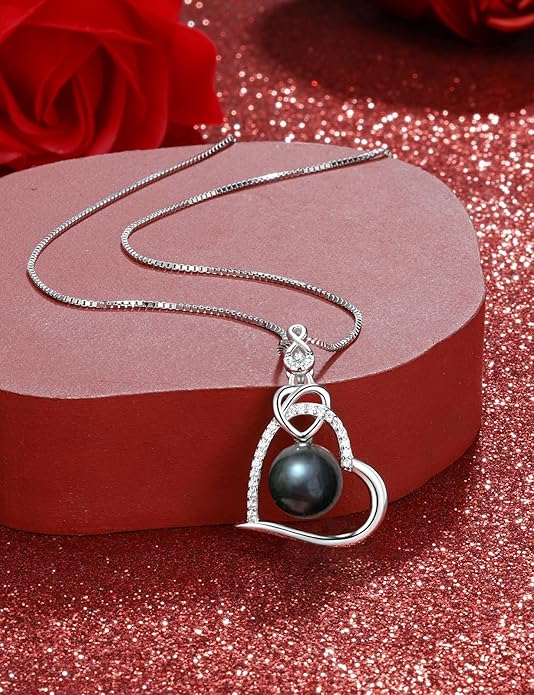 NONNYL Gifts for Women Wife-Tahitian Black Pearl-Necklace-Gift for Wife Wedding Birthday Anniversary Jewelry-Mom Girlfriend Her Mothers Day Gifts for Mom Women Valentines Day Christmas Day Gifts