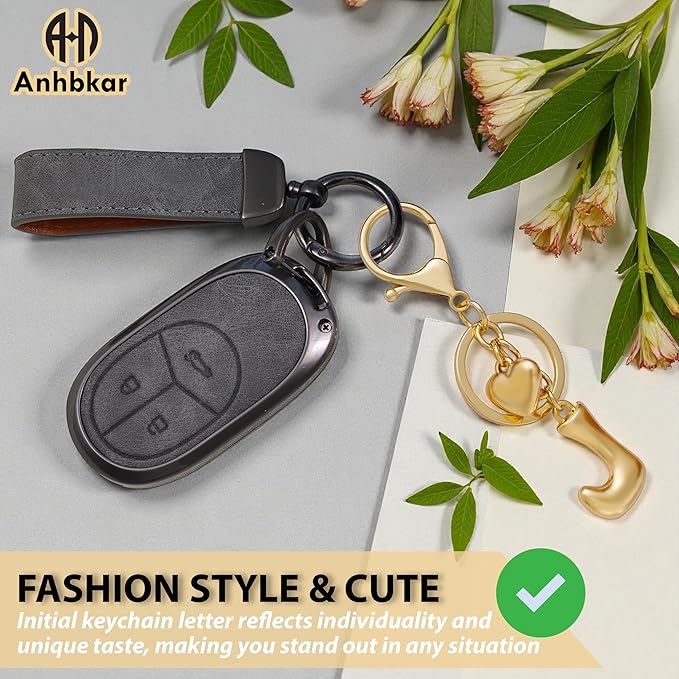 Heart Bubble Letter Keychain for Women, Girls - Cute Keychain with Initial - Alphabet Keychain for Bag Charm, Handbag