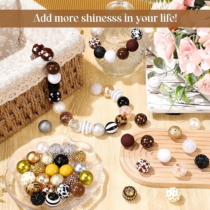 100 Pcs 20mm Rhinestone Bubblegum Beads for Pens Mixed Crystal Resin Chunky Beads for DIY Craft Keychain Necklace Bracelet Jewelry Making(Retro Color)