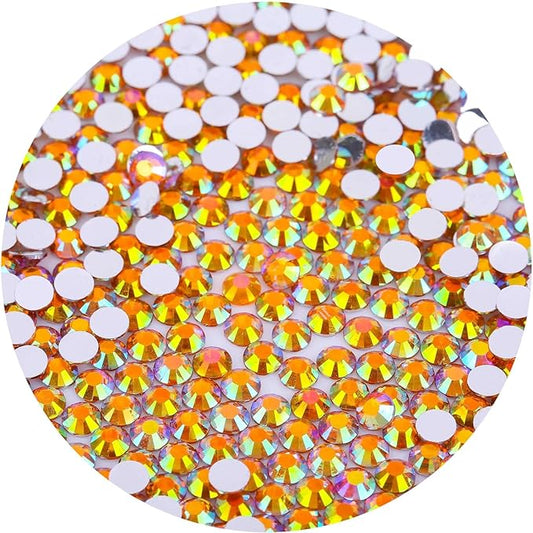 1440 Pcs SS20 5mm Flatback Rhinestones for Nails Art Crafts Glitter Round Gems AB Crystals DIY Clothes Shoes （Orange AB）