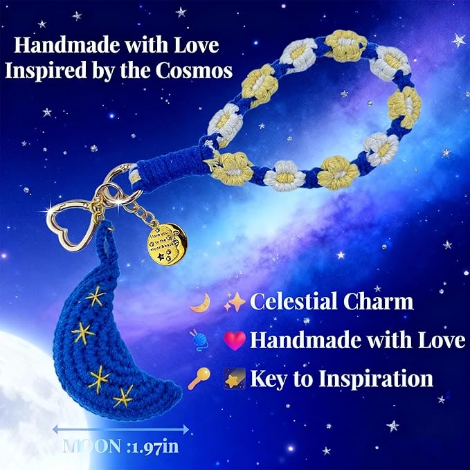 Handmade Crochet Keychains with Daisy Wristband - Inspirational Gifts for Women, Graduation, Birthday