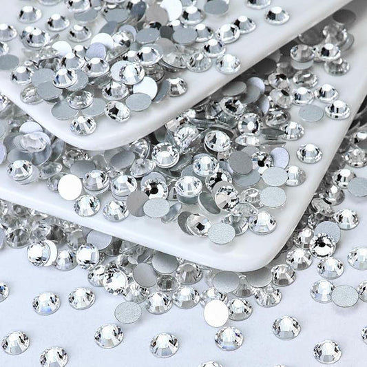 288PCS SS34 Crystal Glass Flatback Rhinestones, Round Flat Back Crystal Gems for Nail Art and Craft Clothes, Glue Fix Crystal Clear/White Diamond Stones (7.1-7.3mm)