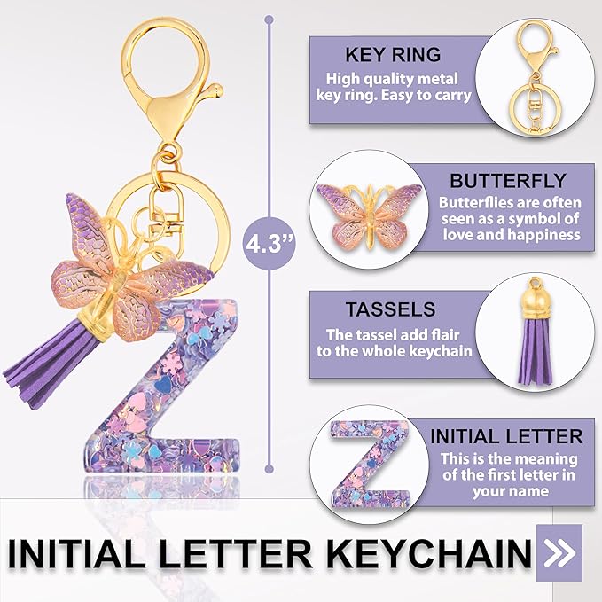 Alphabet Initial Letter Keychain Cute Heart Resin - Letter Keychain for Backpack Charms - Initial Keychains for Women