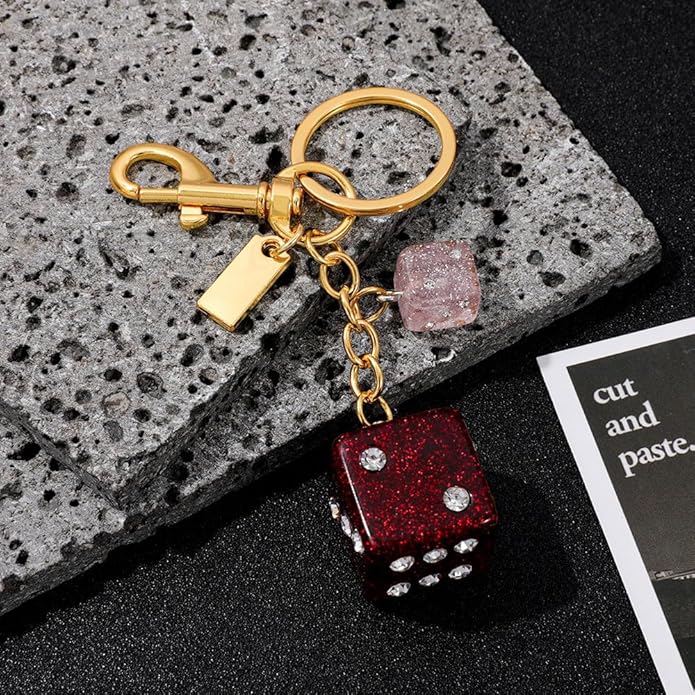 Y2k Aesthetic Dice 8 Ball Keychain-Cute Keychains for Backpack Mobile Phone Charms Lucky Gifts for Men Women