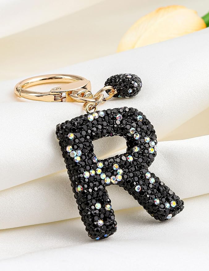Initial Keychain for Women Girls,Bling Letter Key chain Initial with Heart,Pink Keychain Charms for Backpack Handbag