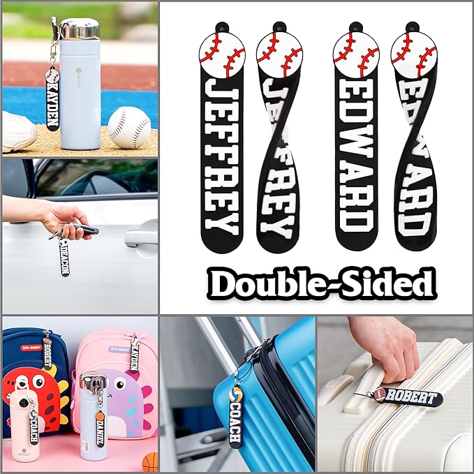 Custom Sports Bag Tag – Personalized Football, Baseball, Soccer, Basketball, Volleyball Name Tag – Durable PVC Luggage Tag for Kids, Athletes, Teams, Coaches (Classic)