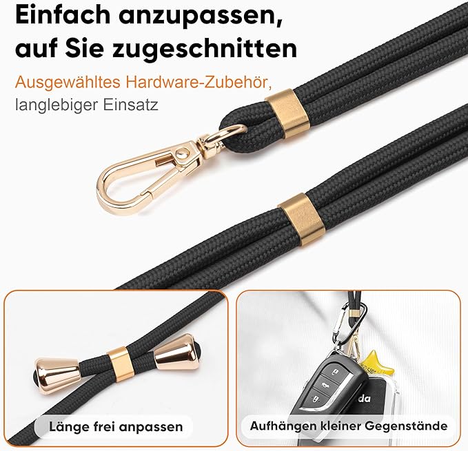 Phone Lanyard Universal Crossbody Cell Phone Strap Anti-Theft Adjustable Neck Lanyard for iPhone 17 Pro Max 2pcs Phone Patchs Tether Pads Apricot Tint