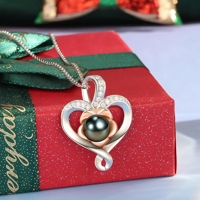 NONNYL Gifts for Wife Women, Tahitian Black Pearl Necklace, Mothers Day Gifts for Mon Women Wife Wedding Birthday Day Gifts Anniversary, Valentines Day Gifts for Her Christmas Day Gifts Jewelry Gifts