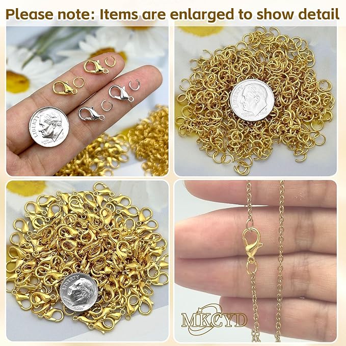700Pcs Lobster Claw Clasps and Open Jump Rings Set, 14K Gold and Silver Necklace Clasps and Closures Lobster Parrot Trigger Clasp for Jewelry Making