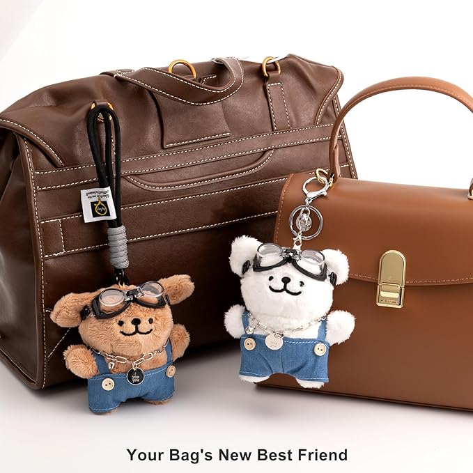 YOU WIZV Cute Dog Plush Keychain for Women - Kawaii Stuffed Animal Charm for Purse, Backpack & Bag Accessories