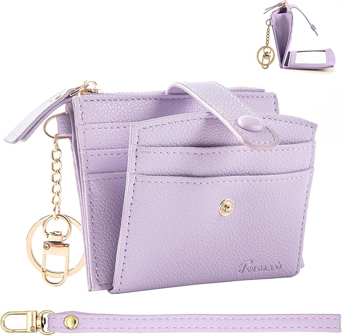 Keychain Wallet Wristlet Small Credit Card Holder Bracelet Key Chain Purse Bangle Tassel Beads Key Rings for Women