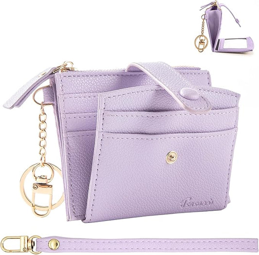 Keychain Wallet Wristlet Small Credit Card Holder Bracelet Key Chain Purse Bangle Tassel Beads Key Rings for Women