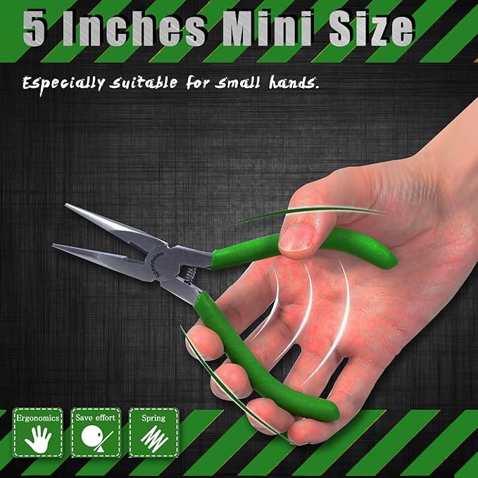 SPEEDWOX 5 Inch Long Nose Pliers with Cutter and Chain Nose Pliers for Jewelry Making