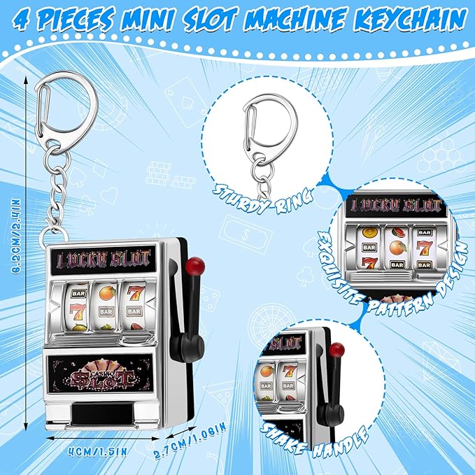 Panelee Slot Machine Keychain Bulk Las Vegas Keychains Mini Casino Kawaii Decoration for Las Vegas Carnival Party Gifts