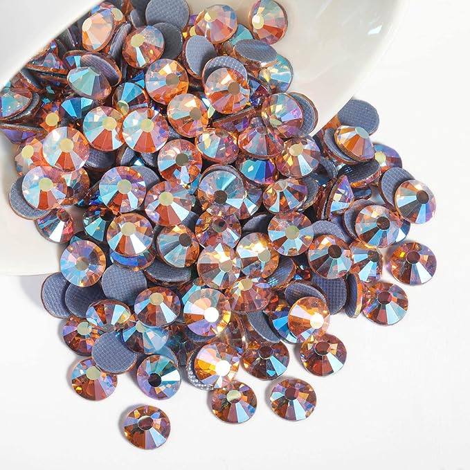 Beadsland Hotfix Rhinestones, 1440pcs Flatback Crystal Rhinestones for Crafts Clothes DIY Decorations, Champagne AB, SS16, 3.8-4.0mm