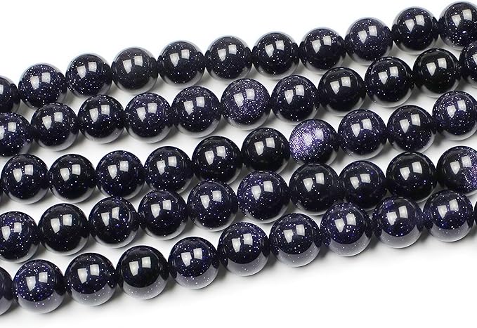 MJDCB Natural Stone Beads Blue Sand Stone Round Loose Beads for Jewelry Making DIY Bracelet Necklace (12mm)