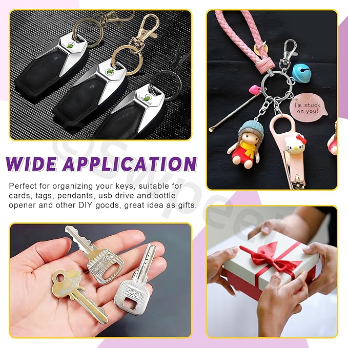 Swpeet Assorted 150Pcs Silver Keychain Making Kit, 50Pcs Swivel Lobster Claw Clasps, 50Pcs Rotating 8-Shaped Buckle Claw Clasp, 50Pcs Jump Ring, Swivel Trigger Hook, Swivel Clasps Lanyard Snap Hook