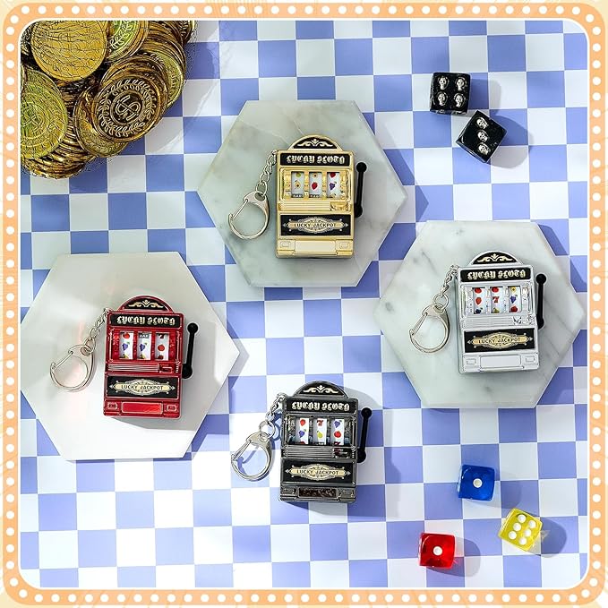 Panelee Slot Machine Keychain Bulk Las Vegas Keychains Mini Casino Kawaii Decoration for Las Vegas Carnival Party Gifts