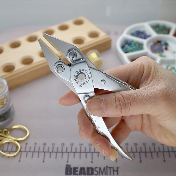 The Beadsmith Flat Nose Parallel Plier - 5.5 inches (140mm), Steel tool for jewelry making, with spring