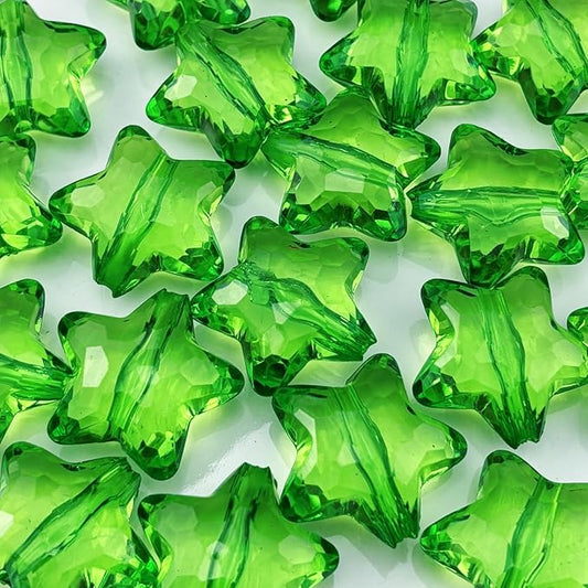 20pcs Acrylic Crystal Star Beads 28mm Star Shape Faceted Beads for Jewelry Making Bracelet Necklace Key Chains DIY Crafts(Green)