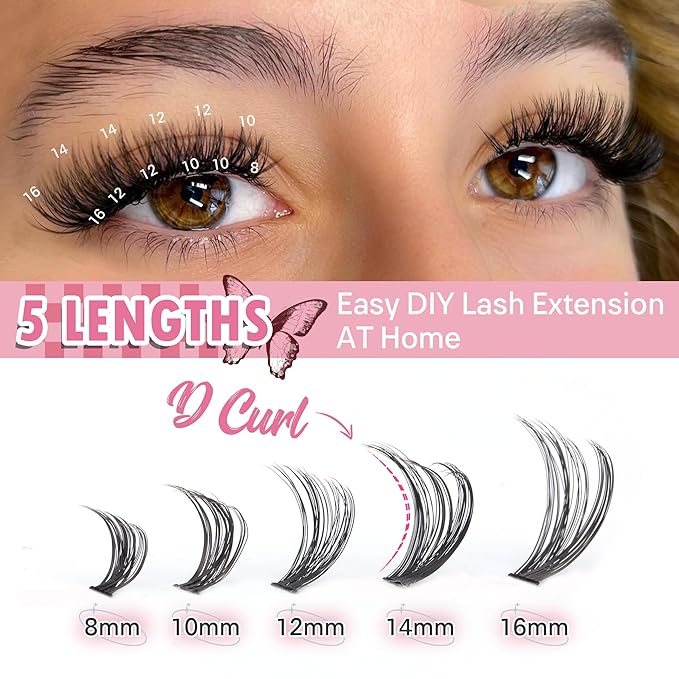Lash Clusters 30D+40D Individual Lashes 320pcs Natural Cluster Eyelash Extensions 8-16MIX DIY Lash Extension D Curly Wispy False Eyelashes Clusters by TOOCHUNAG