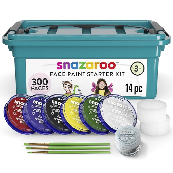 Snazaroo Face Paint Mini Starter Kit, 14 Piece Set, 6 Colors