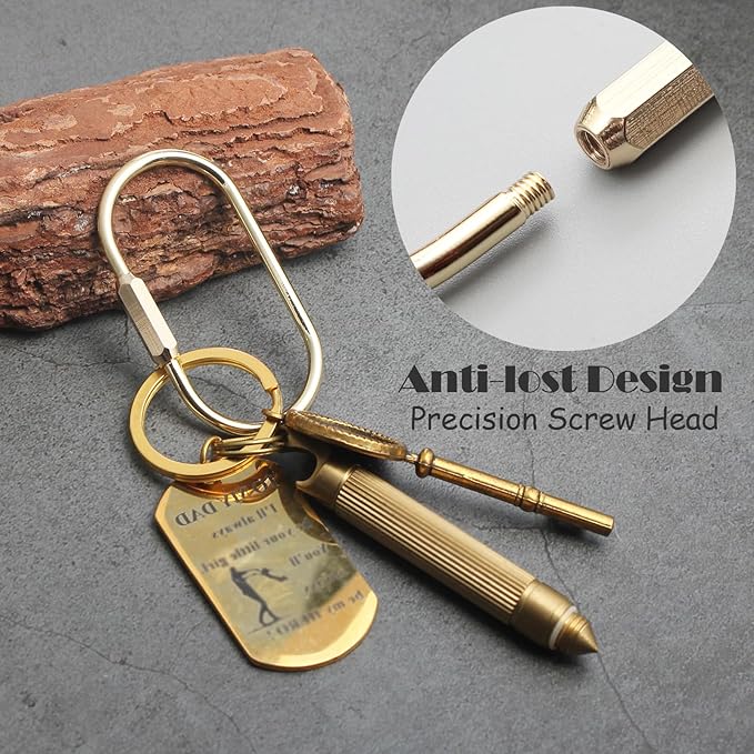 Locking Key Rings,Carabiner Keychain Clip for Keys,Purse Bag Charms Holder for Handbags,Screw Lock Key Organizer,Brass