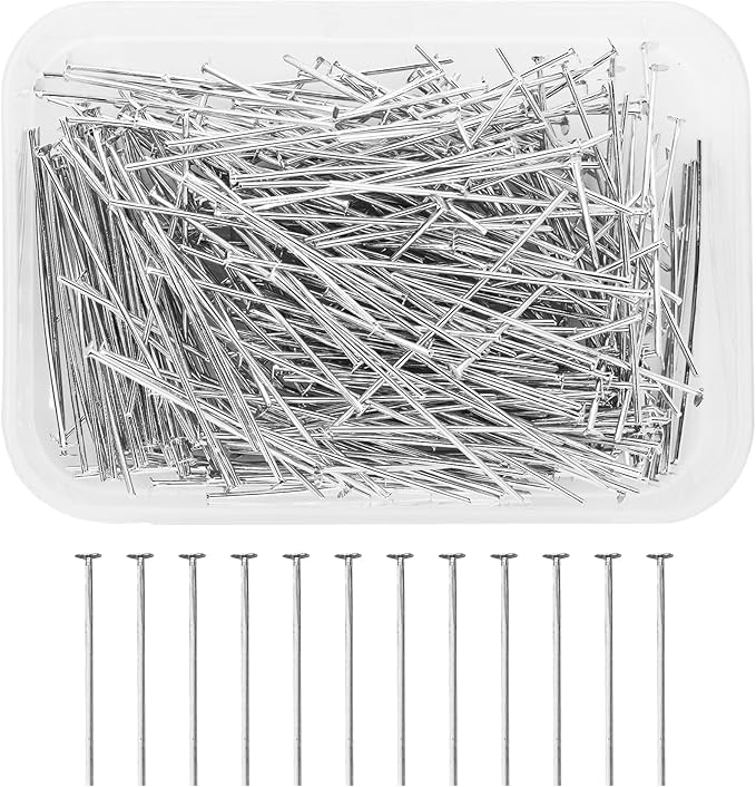 Mandala Crafts 1.5 Inch Stainless Steel Flat Head Pins for Jewelry Making Earring Making Supplies - 300 Jewelry Findings for Making Earring DIY Bracelets Rosary Charms