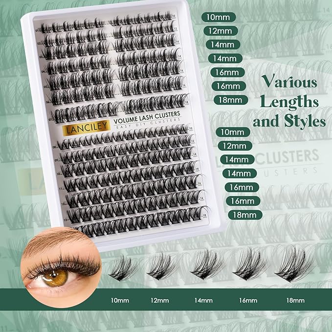 Lash Clusters Kit 168pcs Eyelash Clusters 10-18mm Cluster Eyelash Extensions Natural Eyelashes Wide Band Cluster Lashes Soft False Eyelashes Lash Extension Kit with Bond and Seal and Remover-M37+M38