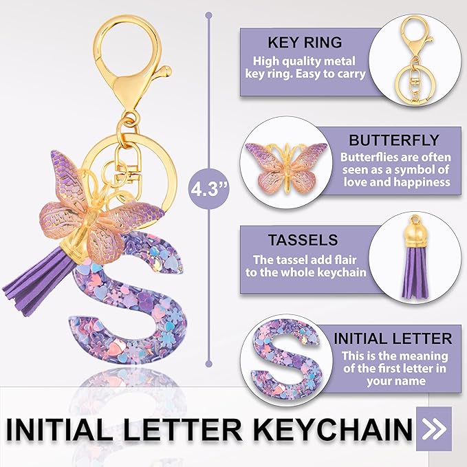 Alphabet Initial Letter Keychain Cute Heart Resin - Letter Keychain for Backpack Charms - Initial Keychains for Women