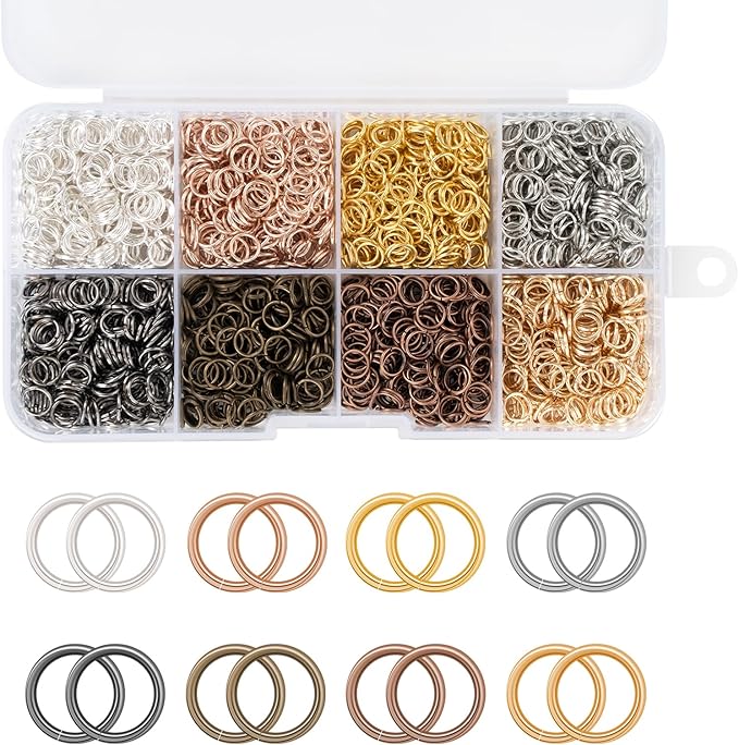 2400pcs 6mm Open Jump Rings for Jewelry Making, DIY Necklace Bracelet Earrings Keychain Craft Supplies - Metal Connector Rings (8 Colors)