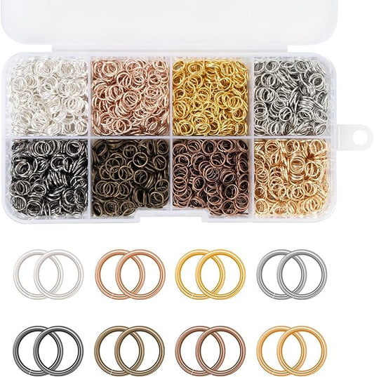 2400pcs 6mm Open Jump Rings for Jewelry Making, DIY Necklace Bracelet Earrings Keychain Craft Supplies - Metal Connector Rings (8 Colors)