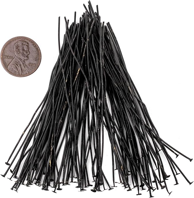 The Bead Chest Midnight Brass 21 Gauge 3 Inch Head Pins (Approx 100 Pieces)