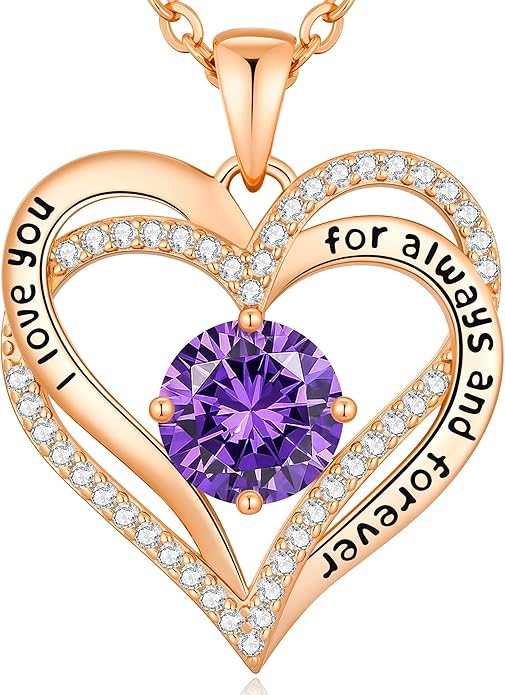 CDE Forever Love Heart Necklaces for Women, Wedding Anniversary, Birthday Mothers Day Christmas Day Gifts for Mom, Mother, Wife, friend, S925 Silver Jewelry with Birthstone Pendant