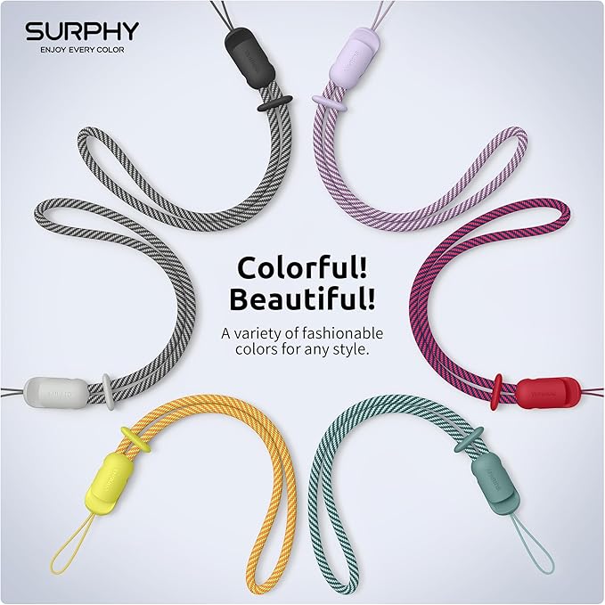 SURPHY 3 Pack Phone Wrist Strap with CellPhone Tether Tab, Cellphone Lanyard, Phone Strap with 2-Color Braided, Wrist Lanyard