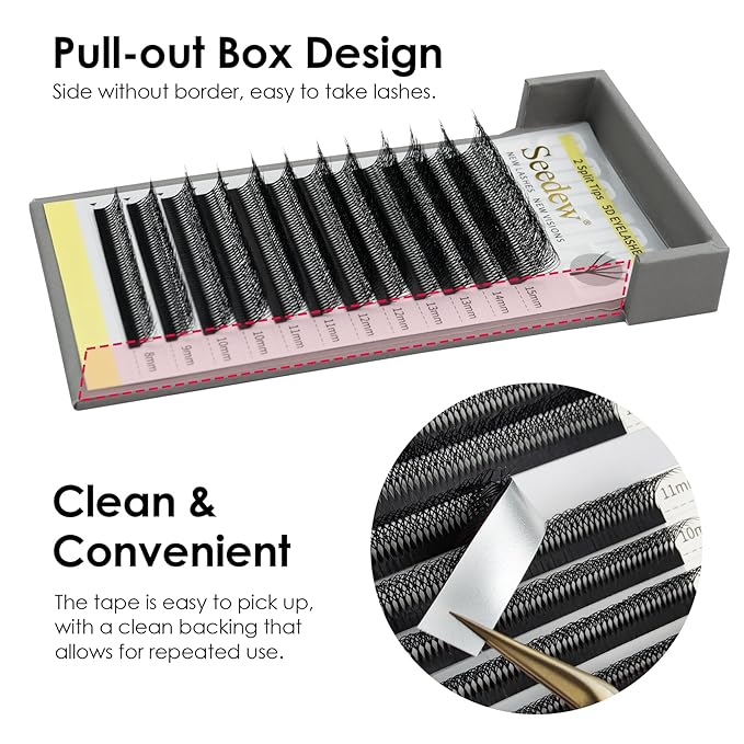 SEEDEW Double Tips 5D Lash Extensions, 0.07mm D Curl MIX8-15mm 12 Rows/Tray, W Shape 5D ww, 5D-Double Tips, PBT Volume Eyelash Grafting for Lash Tech, Artist, Beauty Salon(5DD-Black-0.07-D-MIX8-15mm)