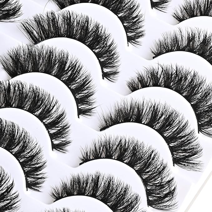 APCYUST Lashes Volume Mink Eyelashes 14 Pairs Cateye Lash Strips Wispy Cat Eye Lashes Natural Look Short Thick Fluffy False Strip Eyelash Full Small Fake Lashes Pack Black Pestañas Postizas for Women