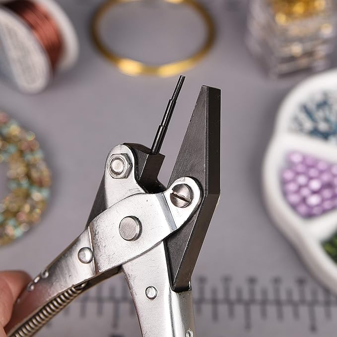 The Beadsmith 3-Step Round and Flat Nose Parallel Plier, Loops 1, 1.5, 2mm, 5.5 inches (140mm) Steel tool for jewelry making, with spring