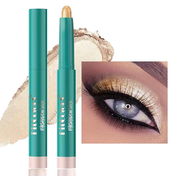 Eyeshadow Stick，eyeshadow pencil，Creamy Twist Up Pencil for Sensitive Eyes, Vegan & Non Toxic | Crease Proof, Long Lasting Makeup (Travel Size, Matte/Shimmer) Champagne Shimmer # 02