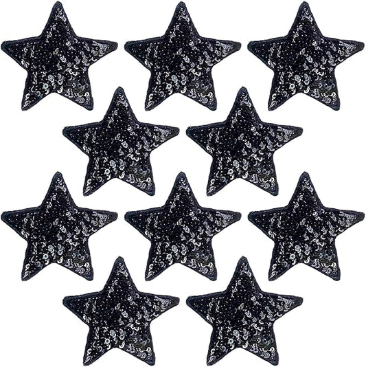 10Pcs Sequin Star Iron on Patches Glitter Stars Patches Embroidery Iron on Stars for Hats Clothes Backpacks Costume
