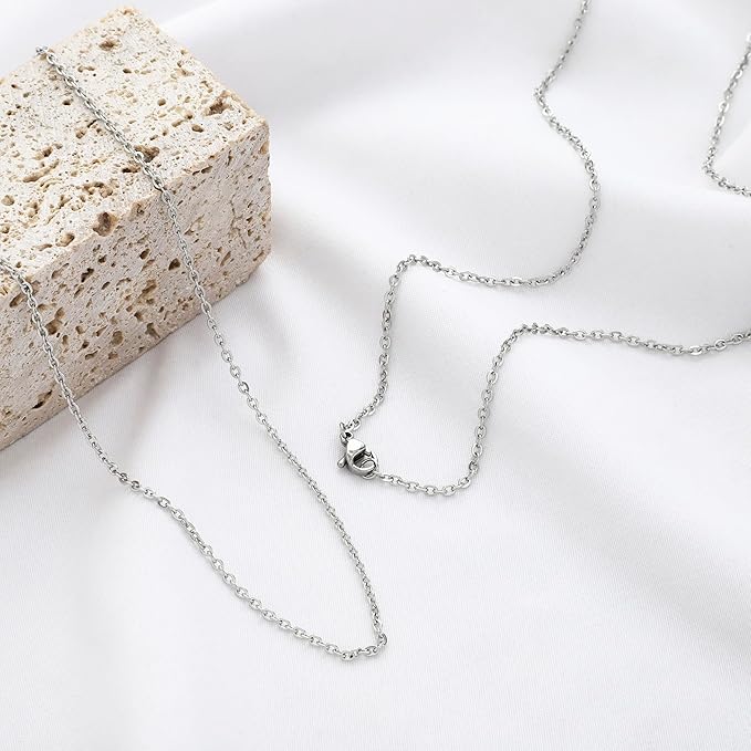 24 Pcs 16" 2mm Stainless Steel Necklace Link Cable Chain Lobster Clasp Bulk for DIY Jewelry Making Supplies Accessories