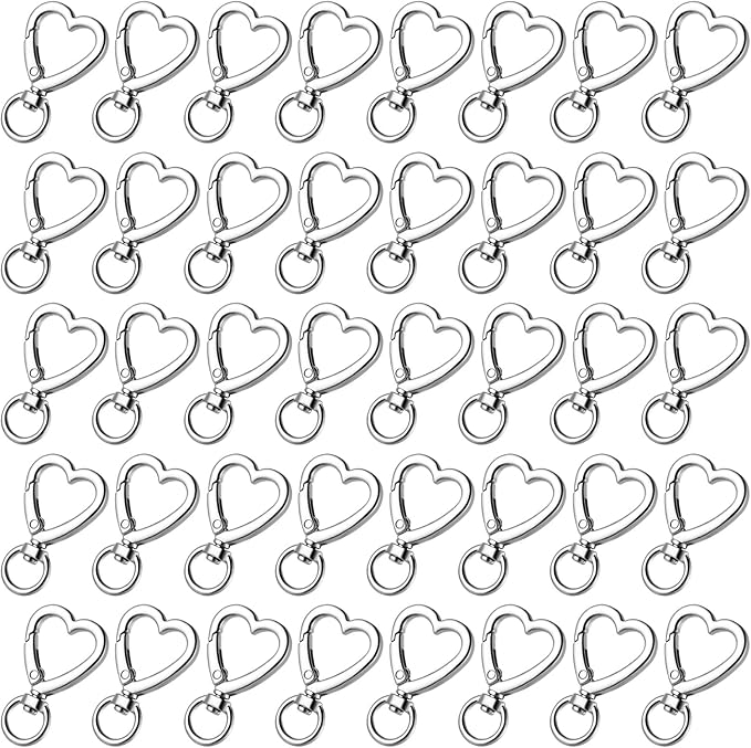 Metal Heart Shape Keychain,Sliver Heart Carabiner Clips for Keys