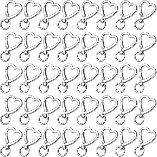 Metal Heart Shape Keychain,Sliver Heart Carabiner Clips for Keys