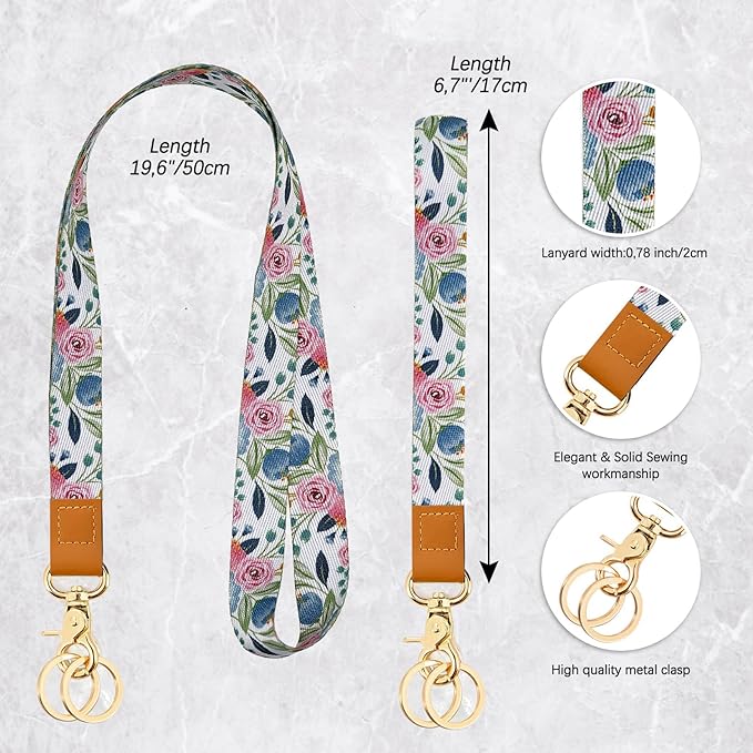 Cool Leopard Wristlet Keychain, Wrist Lanyard Key Chain For Women Men Car Keys Id Holder Card Phone Wallet Camera