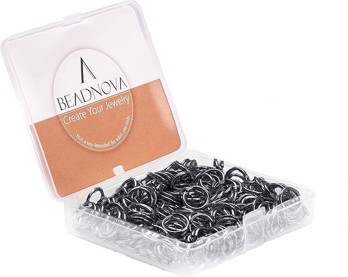 BEADNOVA 10mm Jump Rings Gun Black Jewelry Jump Rings for Jewelry Making Accessories Makings for Keychains (300Pcs)