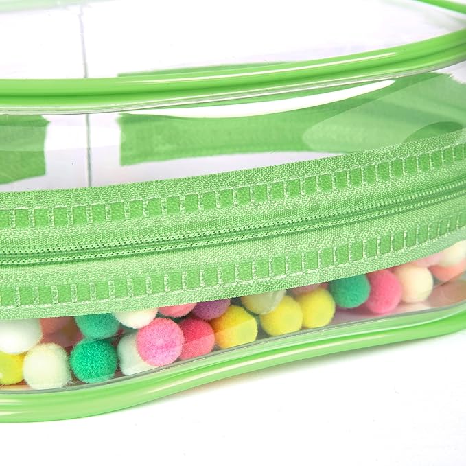 CHICHO Clear Figure Display Bag with White Hairball Keychain, Portable Doll Storage Bag Hanging Blind Box Organizer Zipper Closure