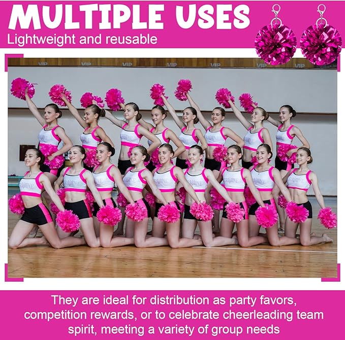 24 Pcs Cheer Pom Pom Keychain Cheerleader Gift Cheering Keyring Camp Team Gift