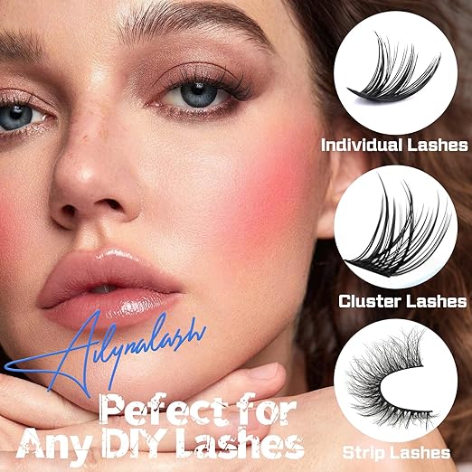 Ailynalash Lash Cluster Glue,Strong Hold Lash Bond and Seal Waterproof,2-in-1 False Eyelash Adhesive for Clusters,Black Long-Lasting 144H Latex-Free,Quick Dry,for DIY Individual Lash at Home(5ml+5ml)